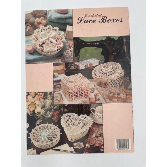 Crocheted Lace Boxes Pattern Leaflet By Maggie Weldon Leisure Arts Vintage Craft - Picture 2 of 2